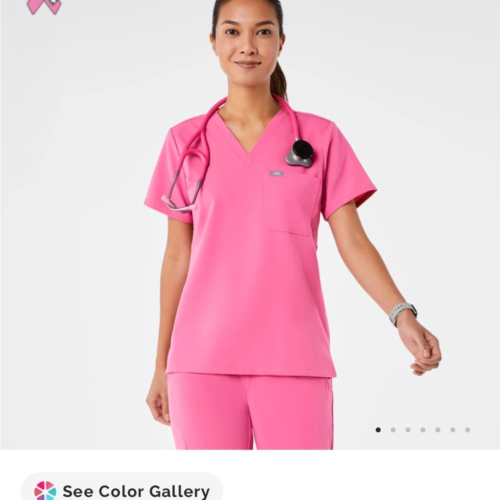 Figs Bright Pink Women's Short Sleeve Top